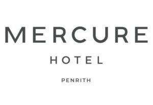 Mercure Hotel Penrith logo with MERCURE in large lettering, HOTEL below, and PENRITH underneath